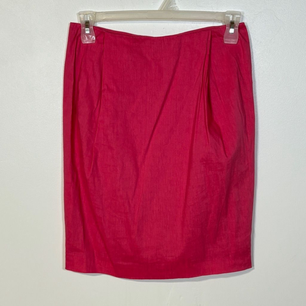 Donna Karan Pink Linen Viscose Blend Skirt Women’s Size 6 Back Zipper Midi